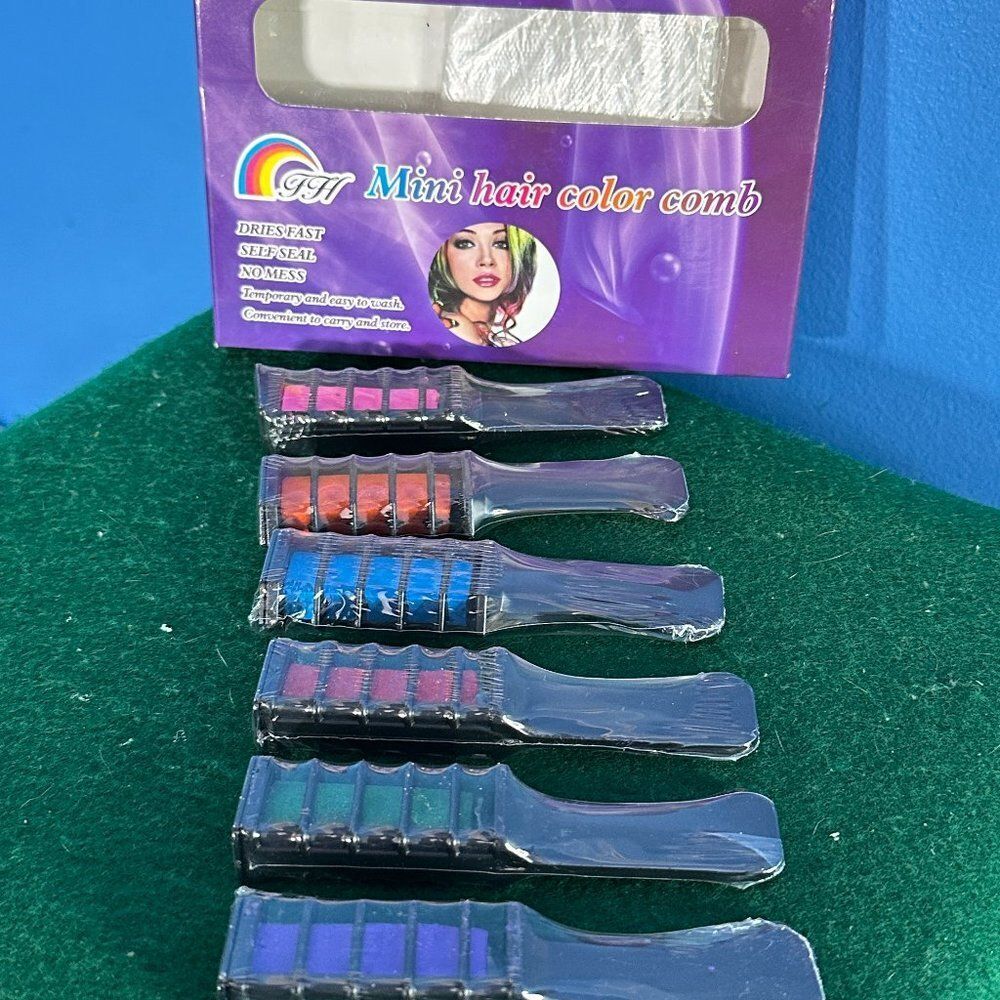 Mini Hair Color Comb Temporary Hair Dye Set 6 Colors Easy Wash-Out Styling Tool